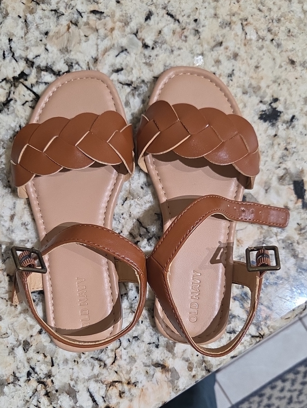 Old Navy Girls' Tan Braided Strap Sandals with Buckle